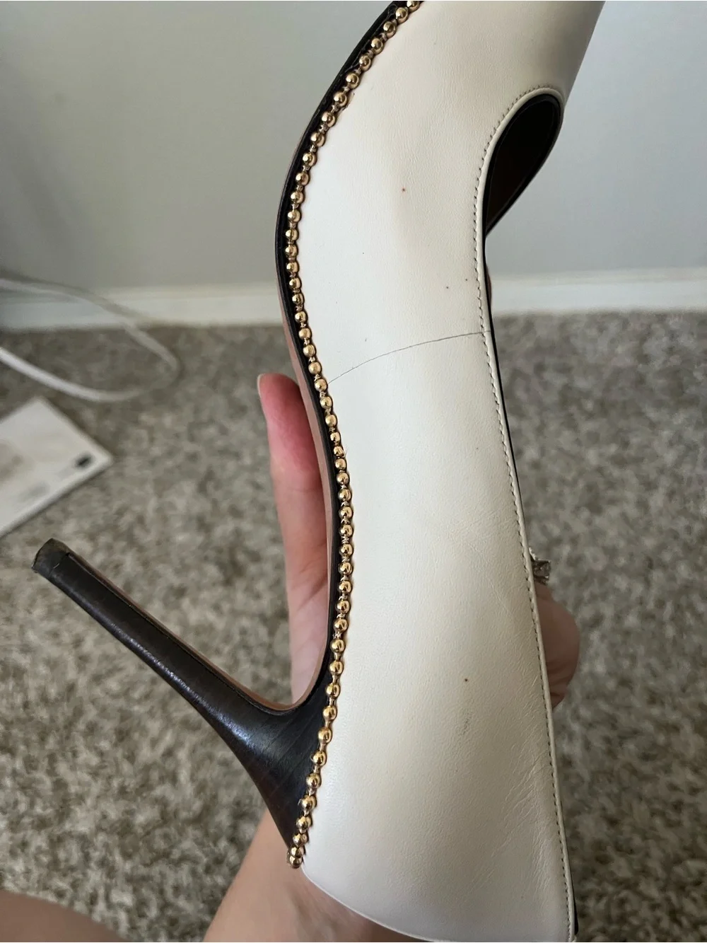 Coach Chalk Tamera Dress Nappa Chain Detail Pump Heels Women's Size 7.5 - Picture 11 of 14